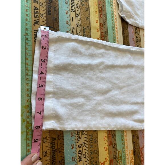 Hot Cotton M 100% Linen White Wide Leg Elastic Waist Pull On Pants Lagenlook - Picture 8 of 13